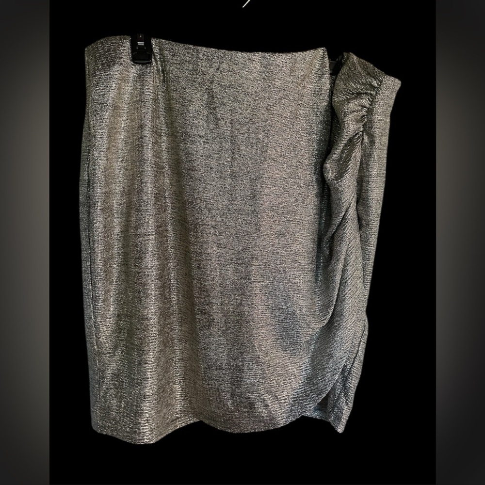 torrid Metallic Silver Pencil Skirt with Draped Detail